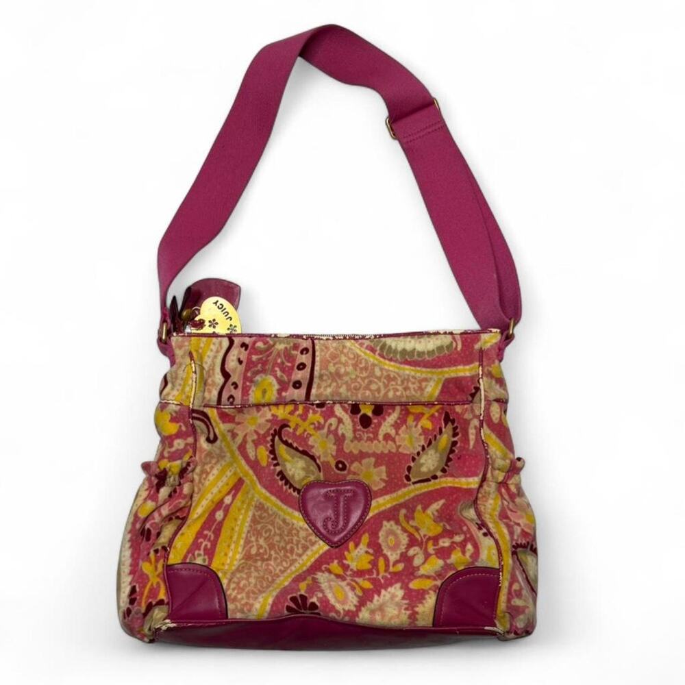 Rare Vintage Y2K Juicy Couture Paisley Pink Bag Original Charm Made USA Core Bag